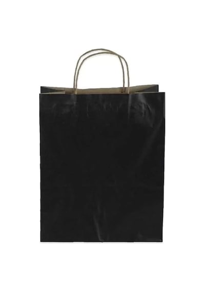 Siyah Kraft Çanta Orta Boy 25x12x31 Cm 25 Adet