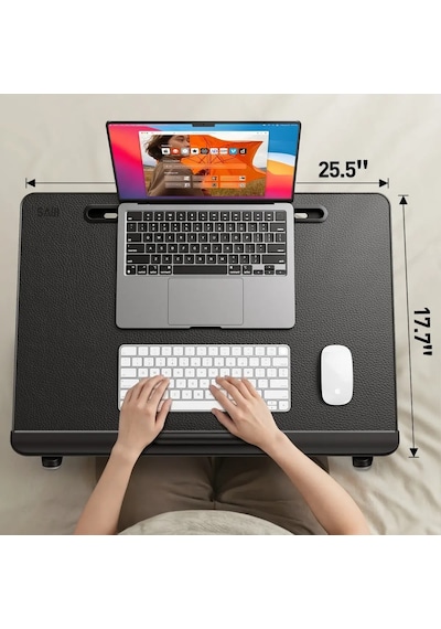 Bix Saiji K10 Xxl Laptop Çalışma Masası Pvc Deri 5 Kademeli Yükseklik Ayarlı Kitap Ve Tablet Standlı Siyah