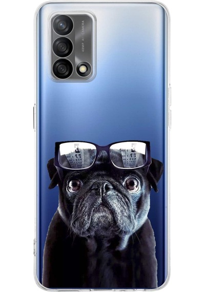 Oppo A74 İle Uyumlu 1mm Slim Fit Köpek 3 050f Baskılı Şeffaf Kılıf Şeffaf