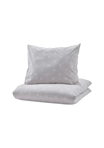 Ikea Nattslanda Tek Kişilik Nevresim Takımı 150 X 200 Cm Beyaz - Gri - Sarı Çok Renkli