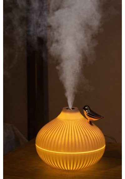 Exenar - Beyaz - Mini Hava Nemlendirici Buhar Makinesi Led Işık Tasarımlı Difüzör Gece Lambası Humidifier 300ml