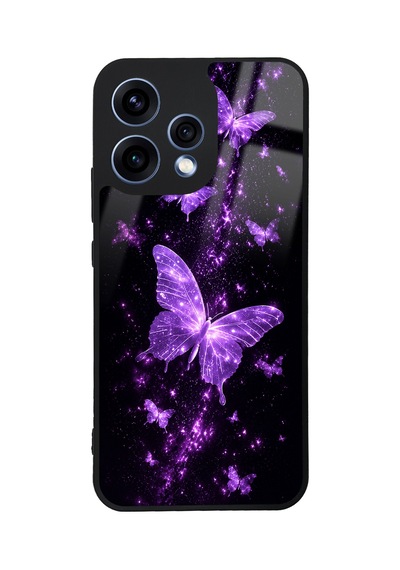 Oppo Reno 15 Purple Samsung Galaxy Uyumlu  Butterfly Tasarımlı Glossy Telefon Kılıfı Mor