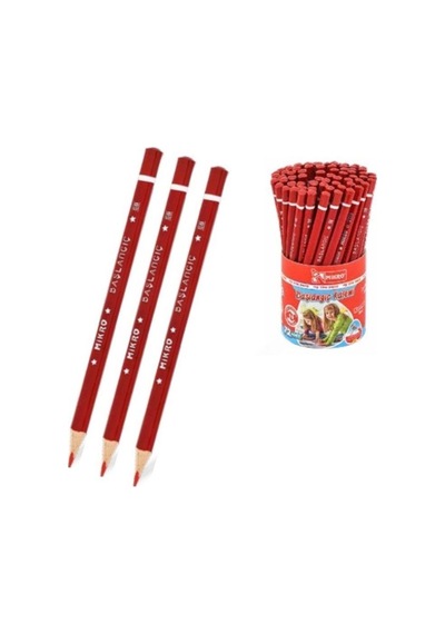 Mikro Kırmızı Jumbo Üçgen Ilk Kalemim Kırmızı Kalın Kurşun Kalem 3 Adet