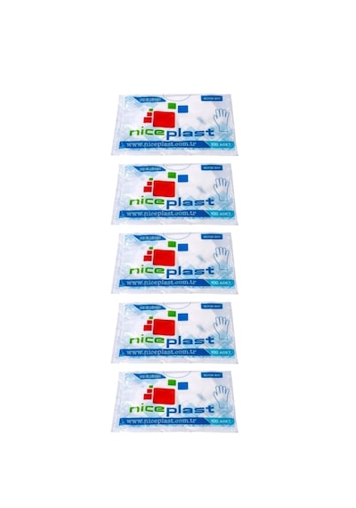 Niceplast 100'lü Pe Şeffaf Eldiven 5 Paket Büyük Boy