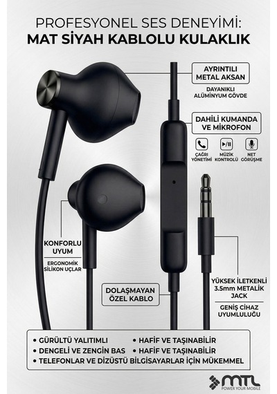 Tak Çalıştır Stero 3.5mm Jack Kulaklık Mikrofonlu - Extra Bass Diğer
