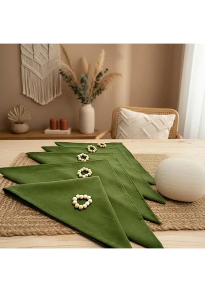 Premium Haki Yeşil 6lı Peçete Takımı Toka 40x40