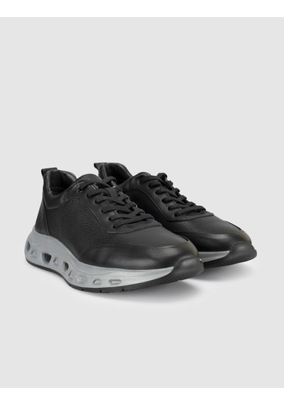 Cabani Hakiki Deri Erkek Hafif Taban Sneaker Ayakkabı Siyah