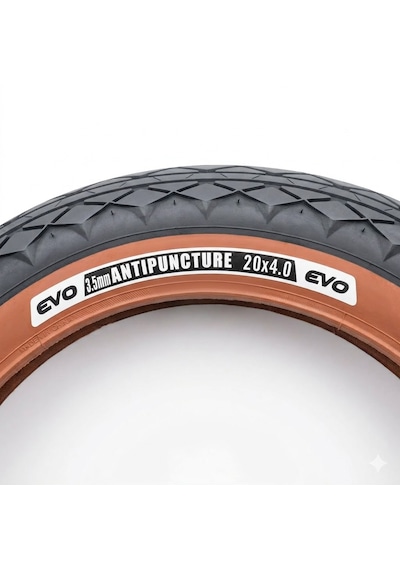 20x4.0 Dış Lastik E-bike Fat Bike 3.5 Mm Zırhlı Patlamaya Karşı Koruma Kahverengi Yanaklı