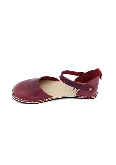 Bodhi Handcraft Kadın Barefoot Hakiki Deri Minimalist Günlük Sandalet El İmalatı Bordo