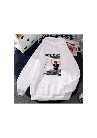 Tarzsokak Beyaz Unisex Noahfinnce Tur İngiltere Hoodiesekler Kapüşonlu Komik Grafik