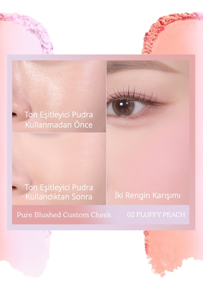 Doğal Ve Aydınlık Görünüm Sunan İki Tonlu Allık Perıpera Pure Blushed Custom Cheek 002 Fluffy Peach 002