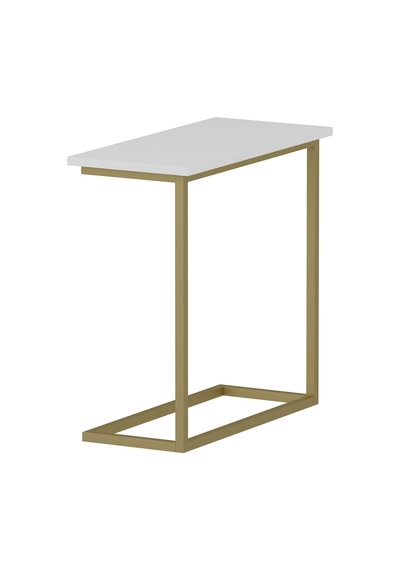 Narin Yan Sehpa, Metal Ayaklı Yan Sehpa, Ev-ofis - Beyaz/gold Beyaz/gold
