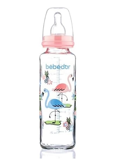 Bebedor B-31302 Desenli Cam Biberon 250 ML Pembe