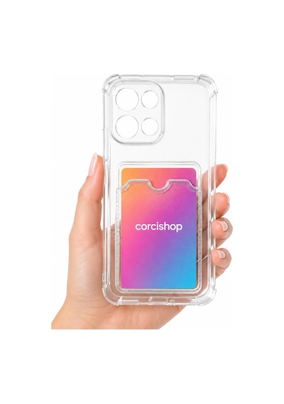 Oppo A6 Pro Uyumlu Kart Koymalı Airbag Darbe Önleyici Şeffaf Silikon Kılıf Şeffaf