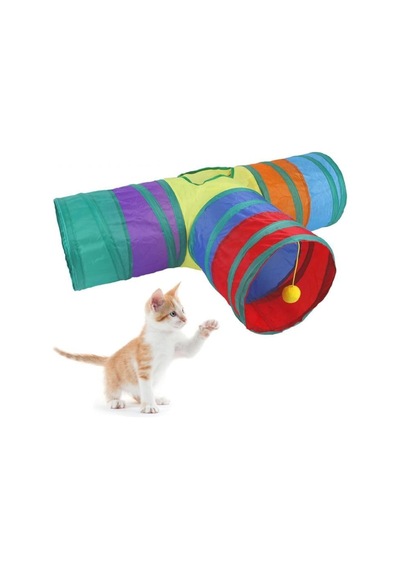 Üç Yollu Tünel Kedi Oyuncağı