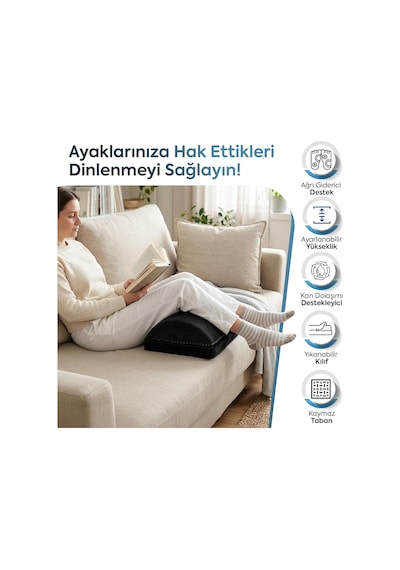 - Ergonomik Ayak Yastığı Desteği Sünger Ayak Dinlendirme Yastığı, Ofis Ve Ev Kullanımı İçin R Siyah