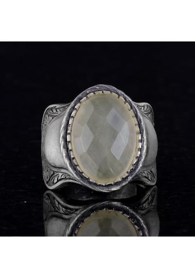Doğal Taş Yüzük, 925 Ayar Gümüş Yüzük, Limon Topaz Gümüş
