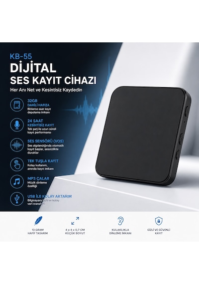 Kingboss Ses Kayıt Cihazı 24 Saat Kayıt 32gb Hafıza Vos