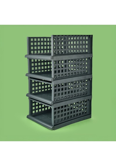 Maxi 4'lü Set Akıllı Raf - Antrasit - 34x45x18 Cm Çok Renkli