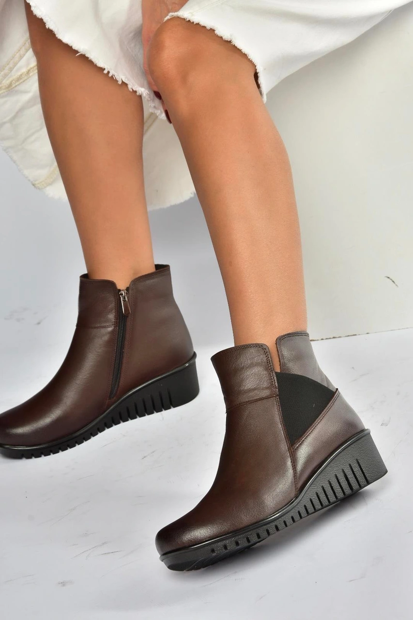 Fox Shoes V324221103 Kahverengi Hakiki Deri Klasik Kadın Bot Kahverengi-hakiki Deri