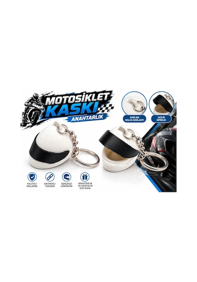 Motosiklet Anahtarlık , Beyaz Motosiklet Kaskı Şeklinde Anahtarlık , Hediyelik Kask Motor Anahtarlığ
