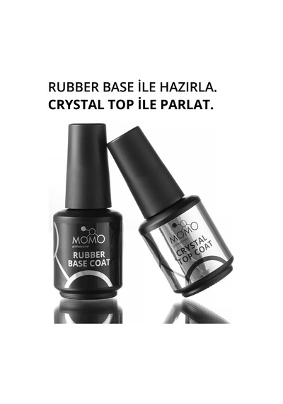 Kalıcı Oje Ve Protez Tırnak İçin 2 Li Set Rubber Base Coat 20 Ml, Crystal Top Coat 20 Ml Şeffaf