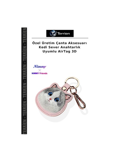 Özel Üretim Çanta Aksesuarı Kedi Sever Anahtarlık Uyumlu Airtag 3d