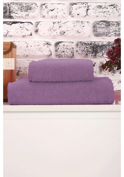 2 Parça Kadın / Erkek Banyo Duş Hamam Havlu Seti 90x150 Cm %100 Pamuklu Mor