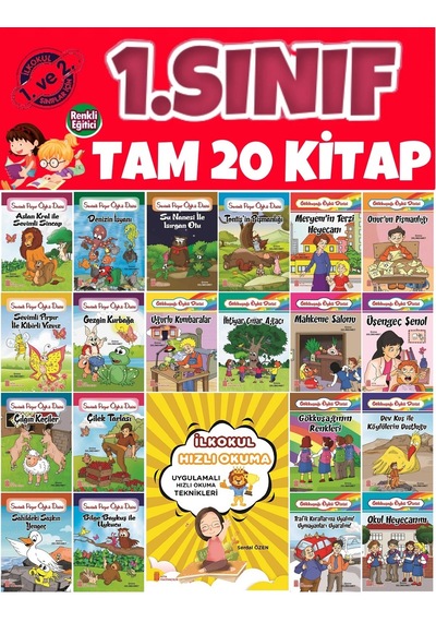 1. Sınıflar İçin Tavsiyeli Kolay Okuma Hikaye Kitapları Seti Hızlı Okuma Kitabı Hediyeli