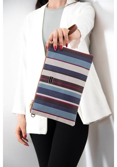 Silver Polo Mix - Taba Ekose Kadın Portföy Ve Clutch El Çantası Sp1034