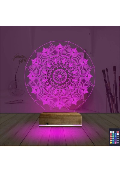 Luvivia Mandala 3d Lamba - Masa Gece Lambası Şeffaf