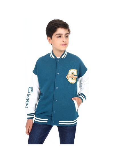 Toontoy Kids Toontoy Erkek Çocuk Baskılı Kolej Hırka Petrol Mavi