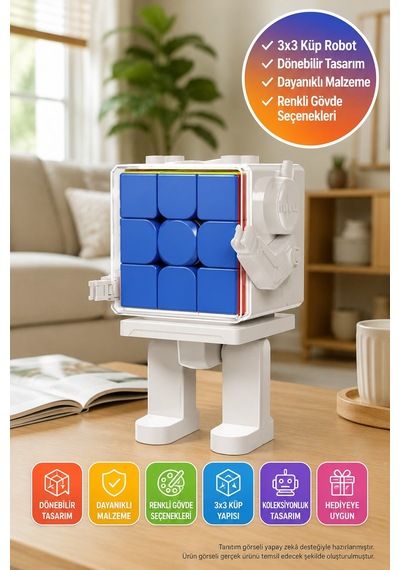 Moyu 3x3 Robot Zeka Küpü Mfjs Meilong Mf8964 Beyaz Bulmaca Oyuncağı 7,8x6x12 Cm