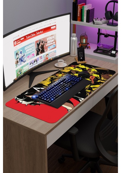 Persona 5 Kaymaz Dikişli Kauçuk Oyuncu Mousepad V1 - 90x40 Xxl Gaming Mouse Pad Fare Altlığı
