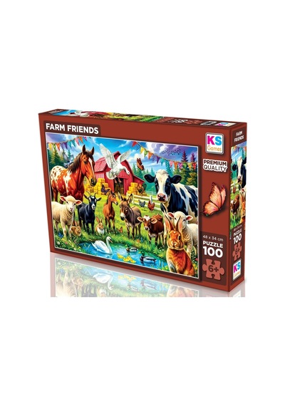 Ks Games Çiftlik Dostları 100 Parça Kız Ve Erkek Çocuk Puzzle - 31507