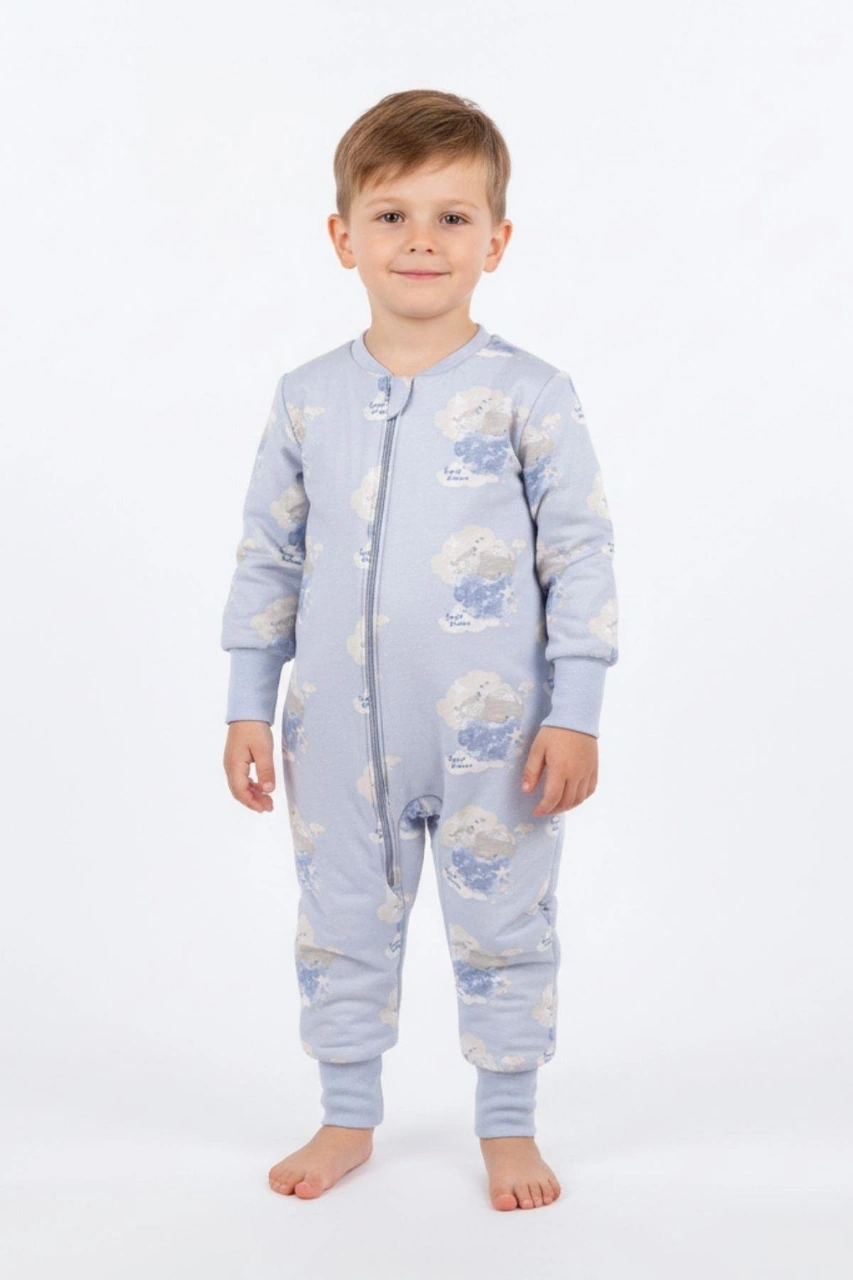 Cantoy Erkek Çocuk Elyaf Dolgulu Premium Kalite 2 Tog Desenli Uyku Tulumu Mavi