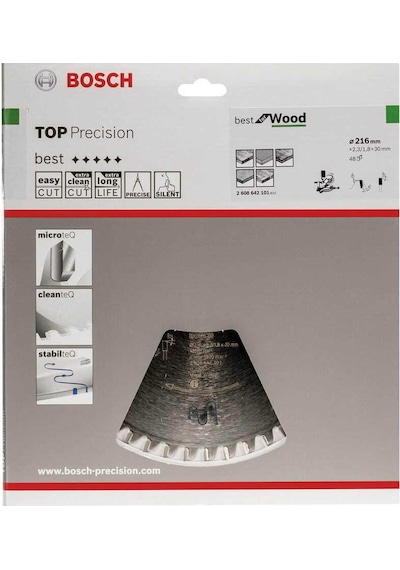 Bosch Best Serisi Hassas Kesim Ahşap için Daire Testere Bıçağı 216*30 mm 48 Diş