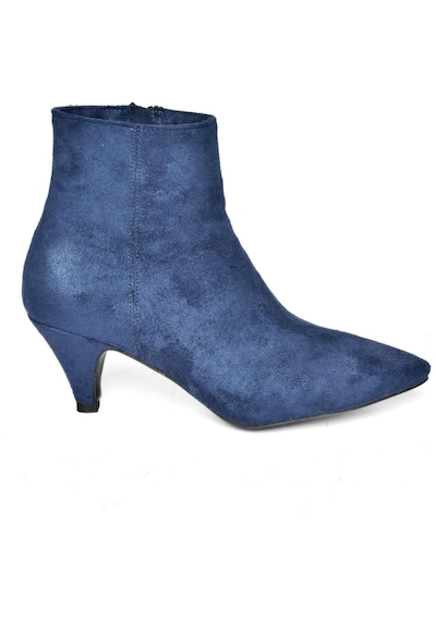 Fox Shoes R404710002 Lacivert Süet Alçak Topuklu Kadın Bot Lacivert-süet Lacivert