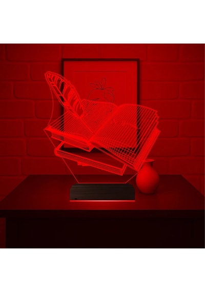 Luvivia Öğretmene Hediye Kitap Mesajlı Kişiye Özel 3d Lamba - Masa Gece Lambası Şeffaf