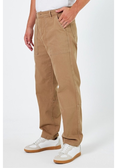 Tarz Cool Erkek Düz Baggy Jean Pantolon Vizon