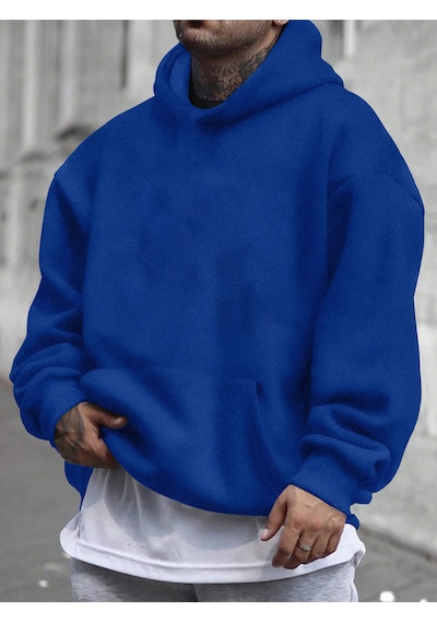 Uyguntarz Unisex Pew Pew Karikatur Baskılı Tasarım Oversize Sweatshirt Mavi