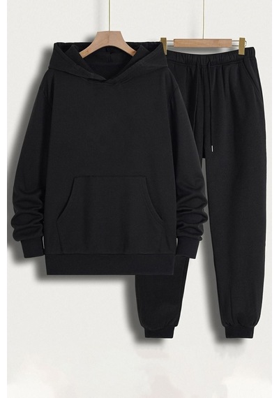 Uyguntarz Unisex Positivity Baskılı Eşofman Takımı Siyah