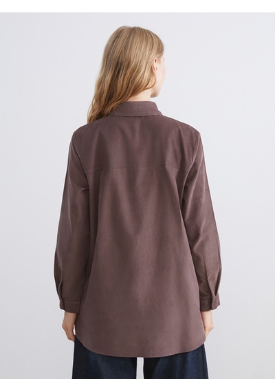 Lcw Modest Bordo Kadife Kadın Gömlek Tunik