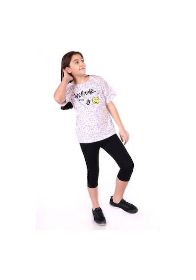 Toontoy Kids Toontoy Kız Çocuk Happiness Baskılı Kaprili Takım Lila