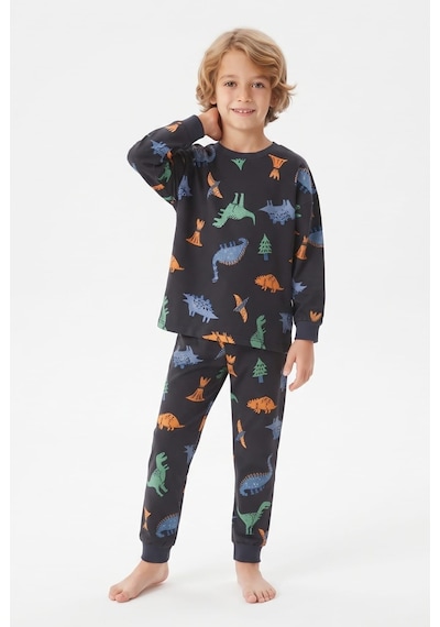 Bunny Hopp %100 Pamuk Süprem Erkek Çocuk Pijama Takımı Füme Renkli Dinozor Desenli Penye Uyku Seti SIYAH Bunny Hopp %100 Pamuk Süprem Erkek Çocuk Pijama Takımı Füme Renkli Dinozor Desenli Penye Uyku Seti SIYAH
