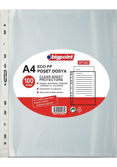 Bigpoint Poşet Dosya Ekonomik 100 'Lü 10 Paket Paket Bp290