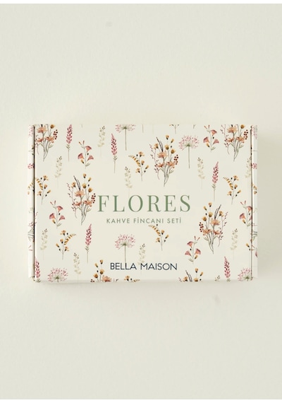 Bella Maison Flores Porselen 2'li Kahve Fincanı Seti 90 Cc Çok Renkli