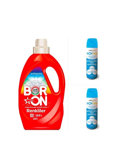 Doğal Sıvı Çamaşır Deterjanı Boron Renkliler İçin 26 Yıkama+ Bortam Dezenfektan 500 Ml 2 Adet Diğer