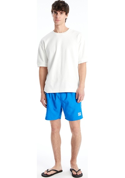 Lcw Swımwear Mavi Kısa Boy Baskılı Erkek Deniz Şortu