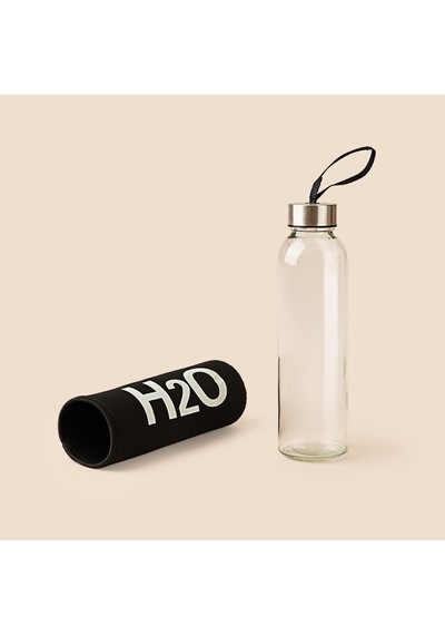 H2o Kılıflı Cam Matara - Gri / Şeffaf - 500 Ml Çok Renkli